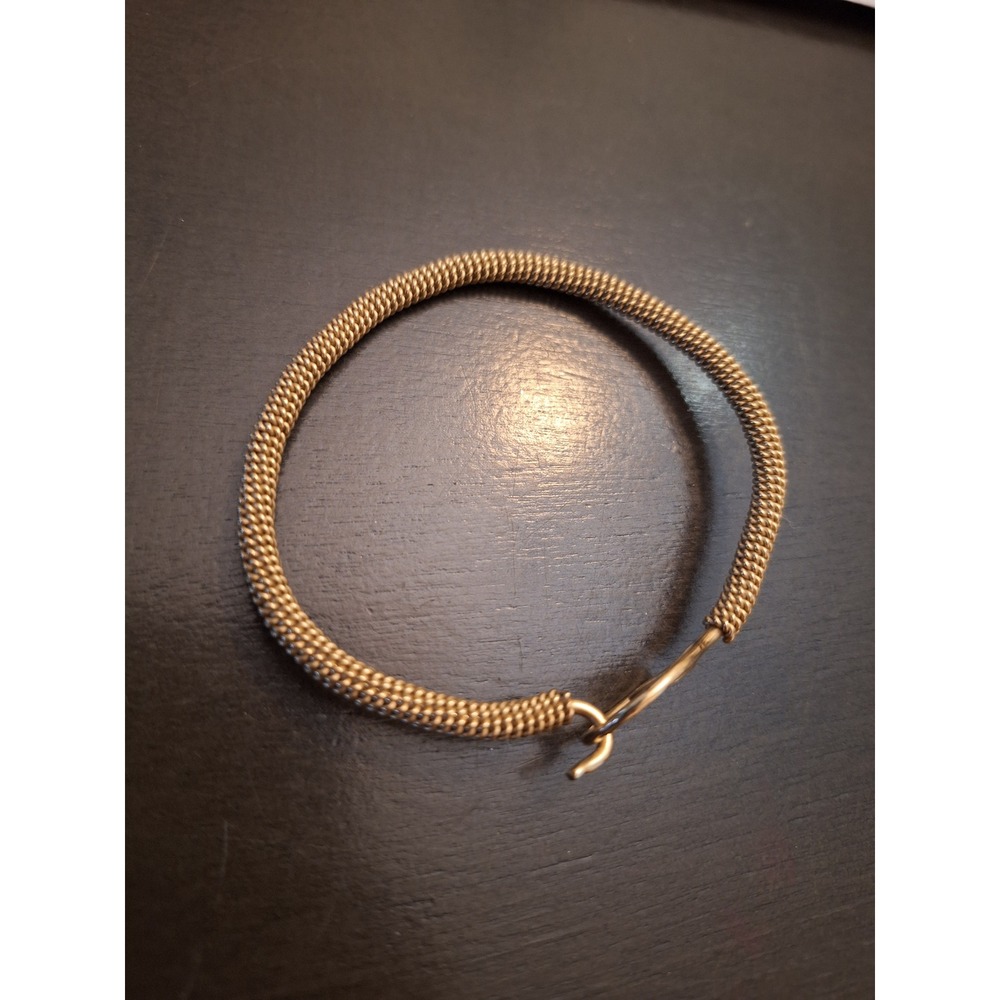 TuVous Gold Tone Coiled Wire Bracelet with Hammered Spiral Hook Clasp